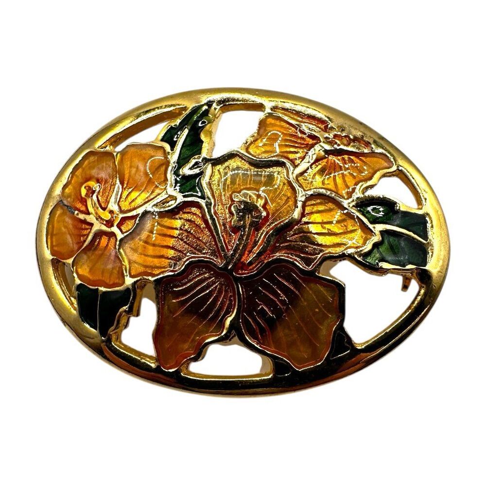 Enameled Floral Vintage Brooch